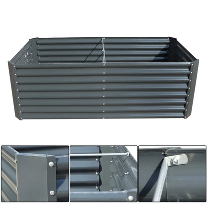 Set of 2 Galvanized Raised Garden Beds for Outdoor Planting