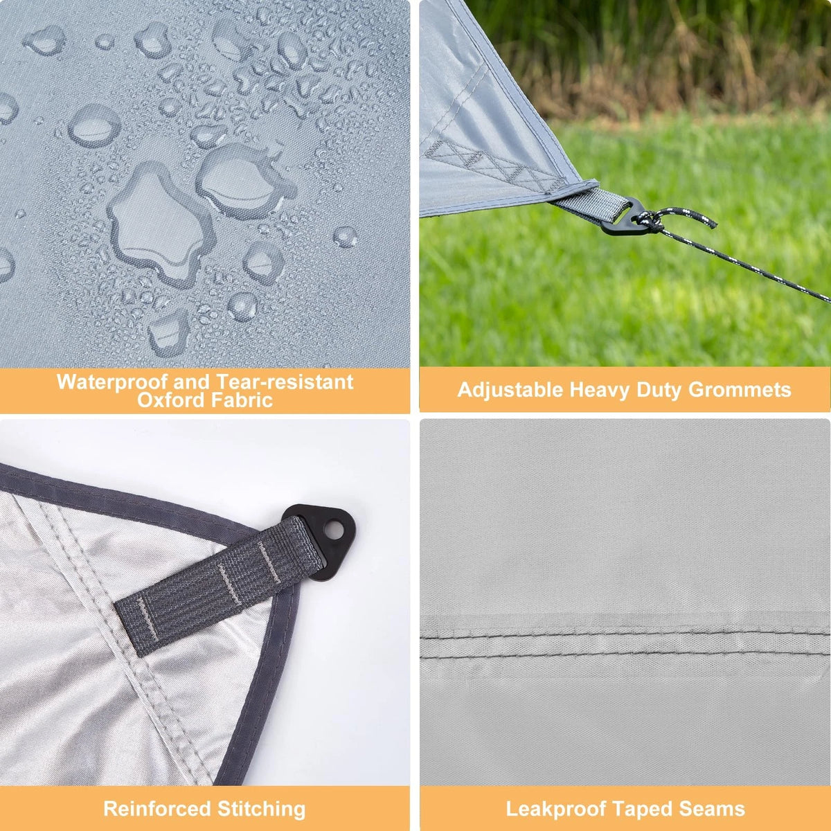 16x12 Ft Camping Tarp Canopy with Poles - Extra Large, Gray