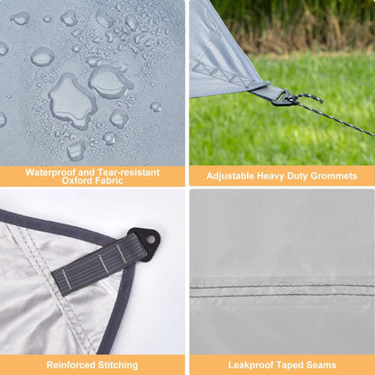16x12 Ft Camping Tarp Canopy with Poles - Extra Large, Gray