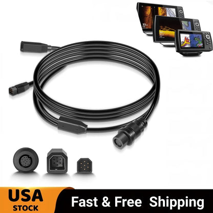 10ft Transducer Adapter Cable for Humminbird Helix 8, 9, 10, 12 (720107-1)