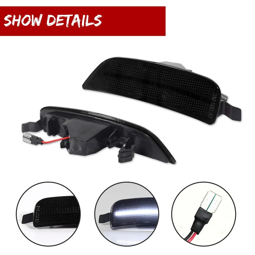 2X Smoke Lens White LED Rear Side Marker Lights for Mazda MX-5 Miata (2016–2023)