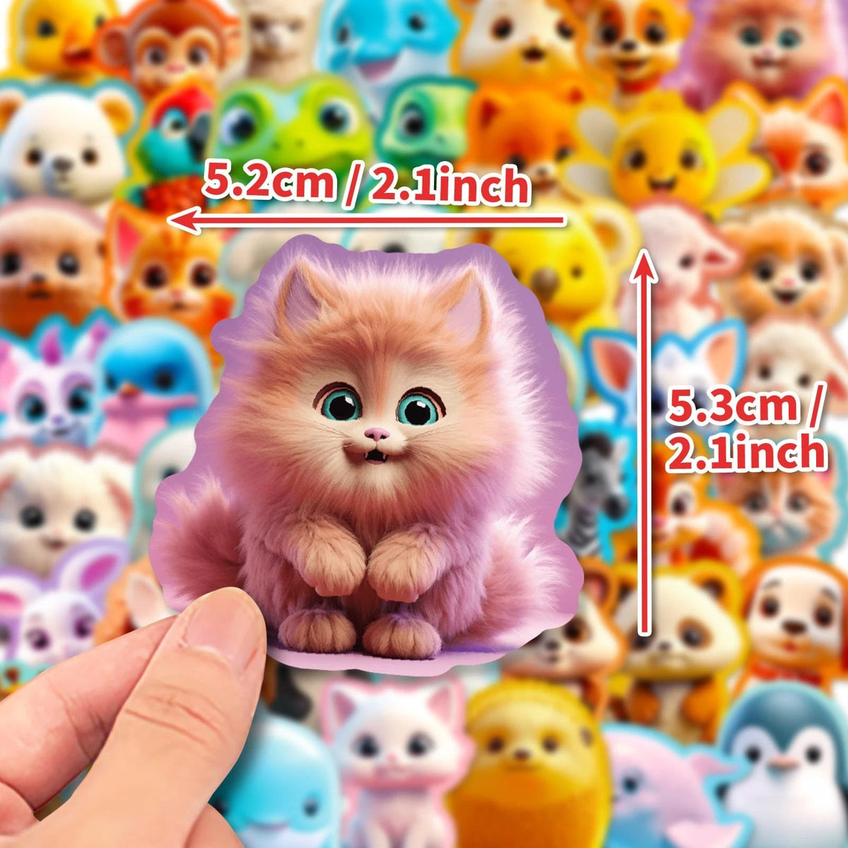 100PCS Cute Animal Stickers for Water Bottles - Waterproof Vinyl