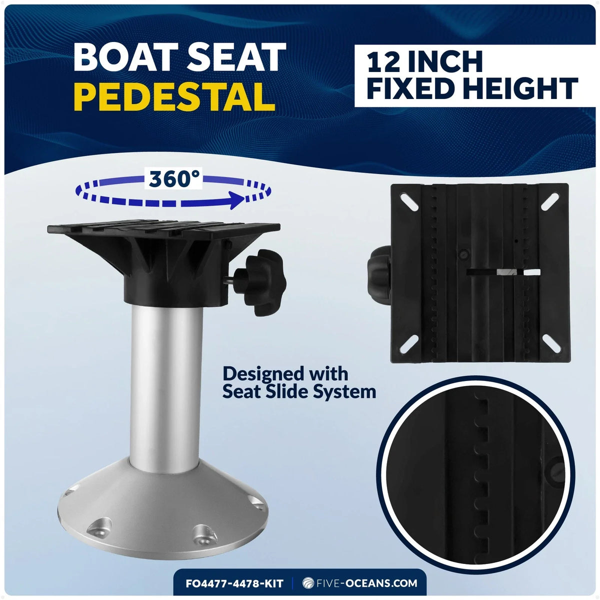 Boat Seat Pedestal and Slide Set for Universal Applications (12")