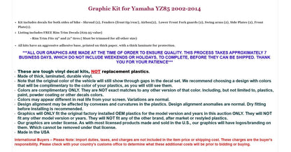 Graphics Stickers +NP/RIM Decals for Yamaha YZ85 (2002–2014)