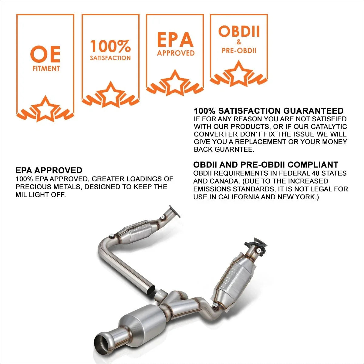 Catalytic Converter Exhaust Manifold Pipe for Silverado/Sierra/Tahoe/Yukon (2009–2014)