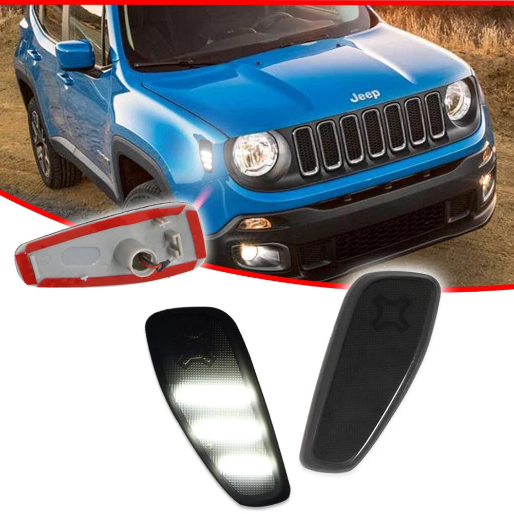 Set of 2 Smoked White LED Side Marker Lights for Jeep Renegade (2015–2023)