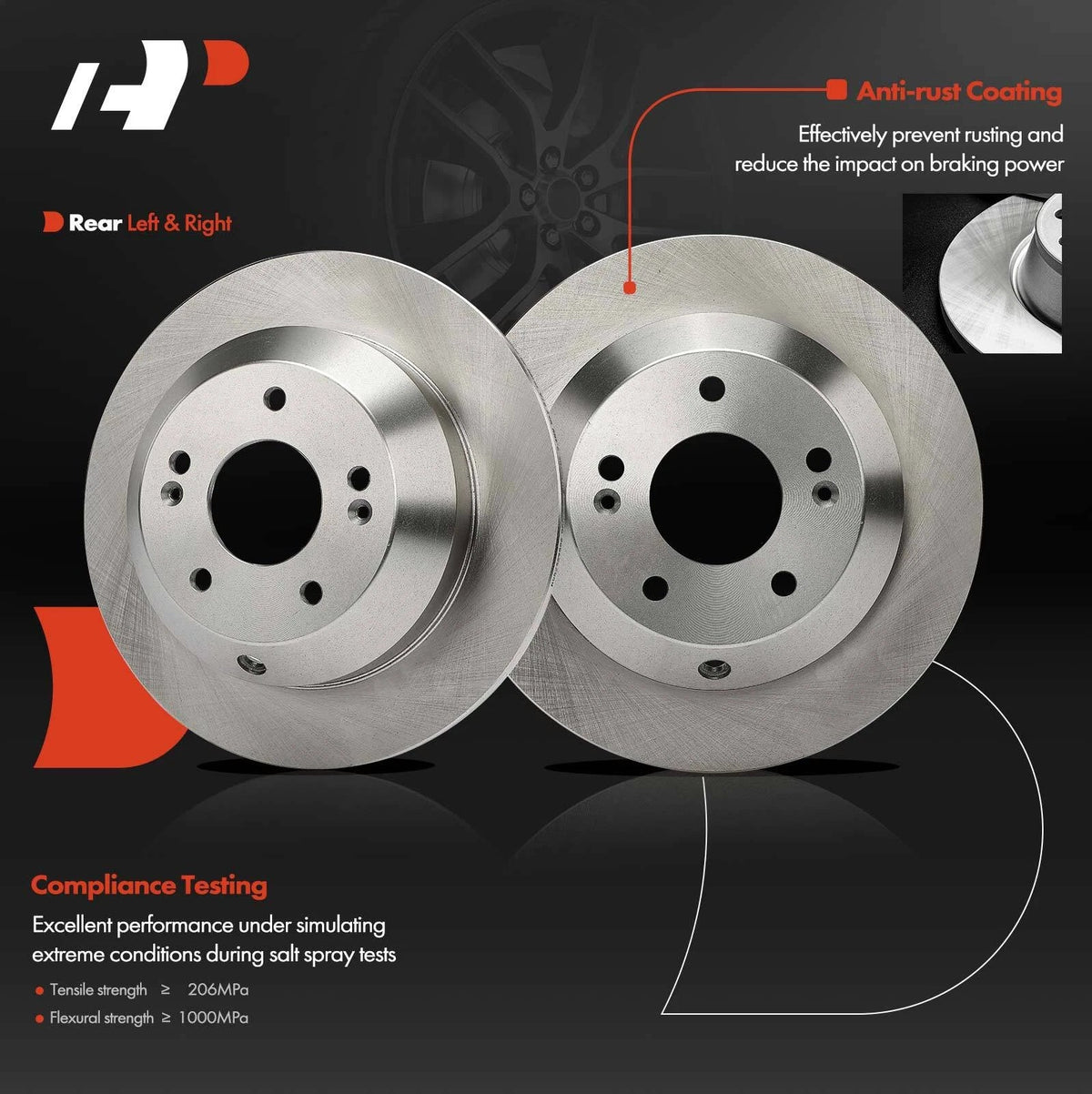 Rear Disc Brake Rotors & Ceramic Pads for Kia Sedona (2015–2021)
