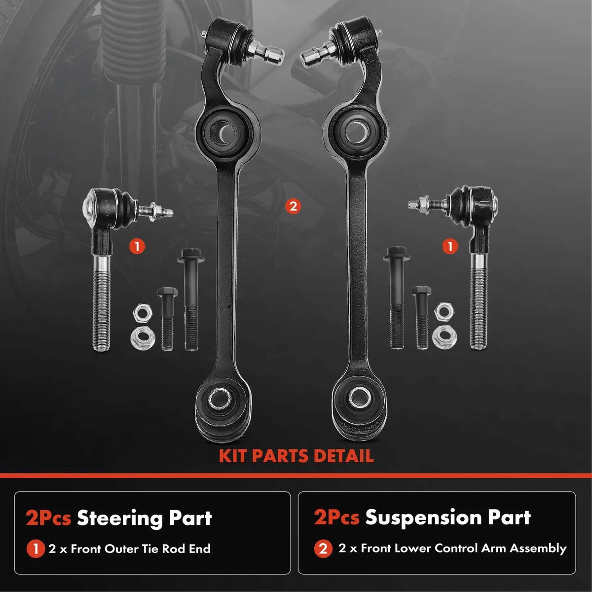 Set of 4 Front Control Arm Tie Rod Ends for Chrysler Concorde Dodge Intrepid (1993–2004)