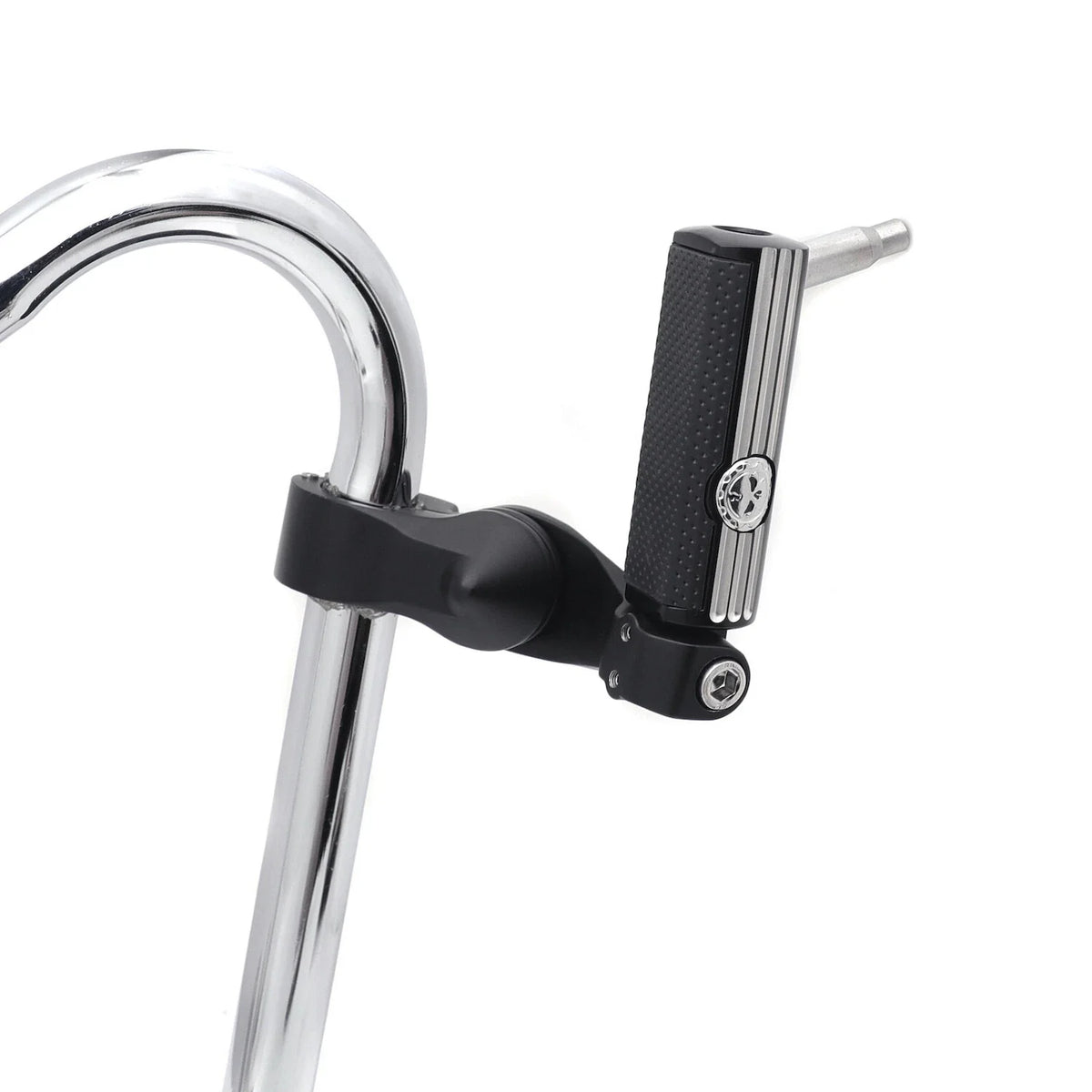 1-1/4" Chrome Black Short Angled Gear Skull Foot Pegs for Motorcycle