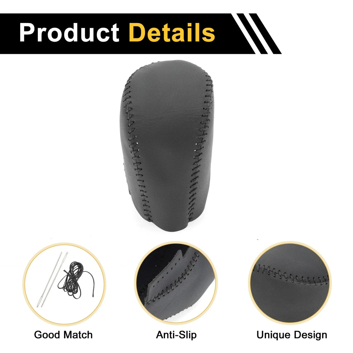 1 Pc Gear Shift Knob Cover for Honda Civic (2016–2021) Black Faux Leather
