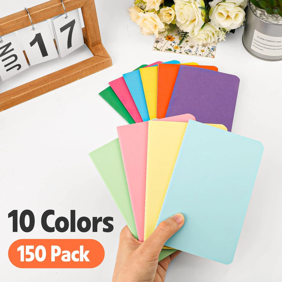 Set of 150 Mini Pocket Notebooks Wide Ruled 3.5x5.5 Inch Student Journal