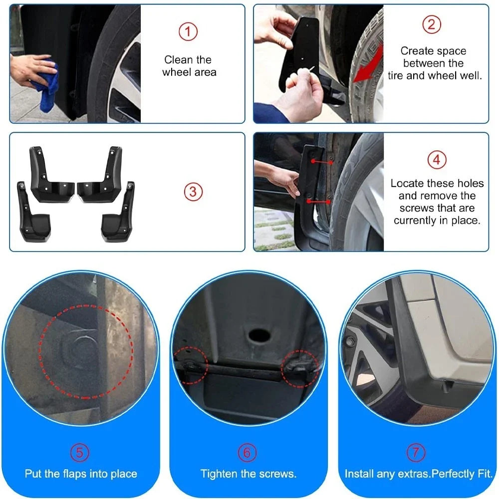 Splash Guards Mud Flaps 4 Piece Set for Honda Civic (2016–2021)