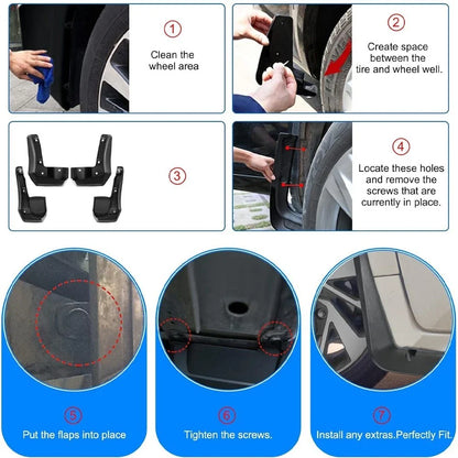 Splash Guards Mud Flaps 4 Piece Set for Honda Civic (2016–2021)