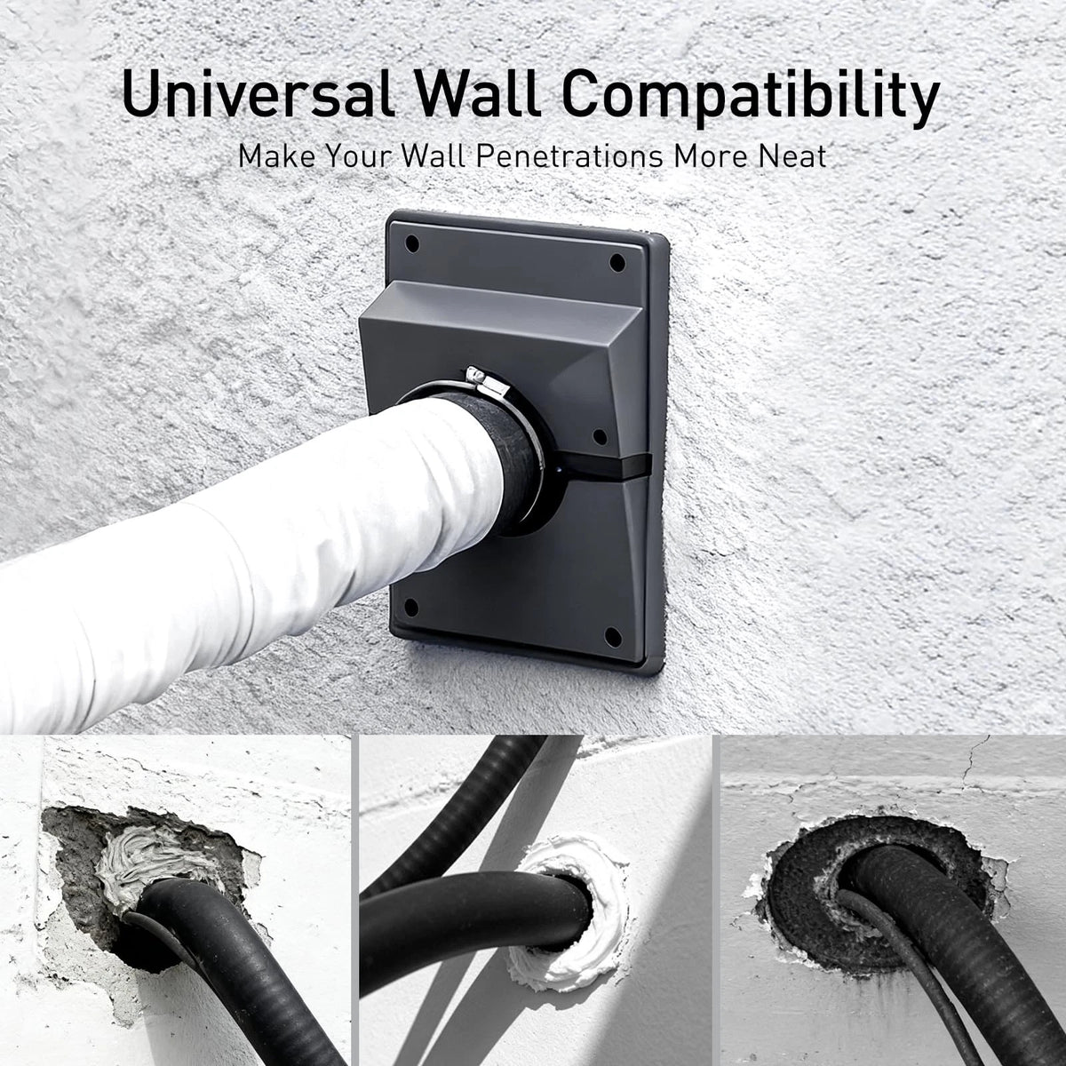 HVAC Wall Penetration and Line-Set Cover Kit for AC (2-3/8 in, Gray)