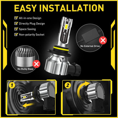 AUXITO 9006 LED Headlight Bulbs Kit for High/Low Beam (6500K White)