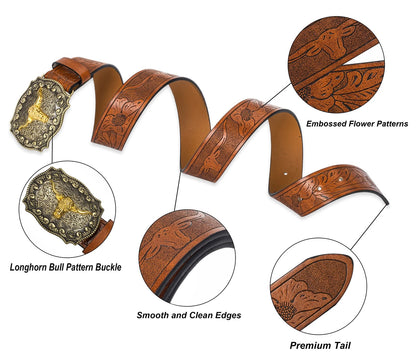 Leather Belt for Men and Women 33-36" Waist, Brown