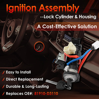 Ignition Lock Cylinder Switch & Housing for Hyundai Tucson Kia (2016–2022)