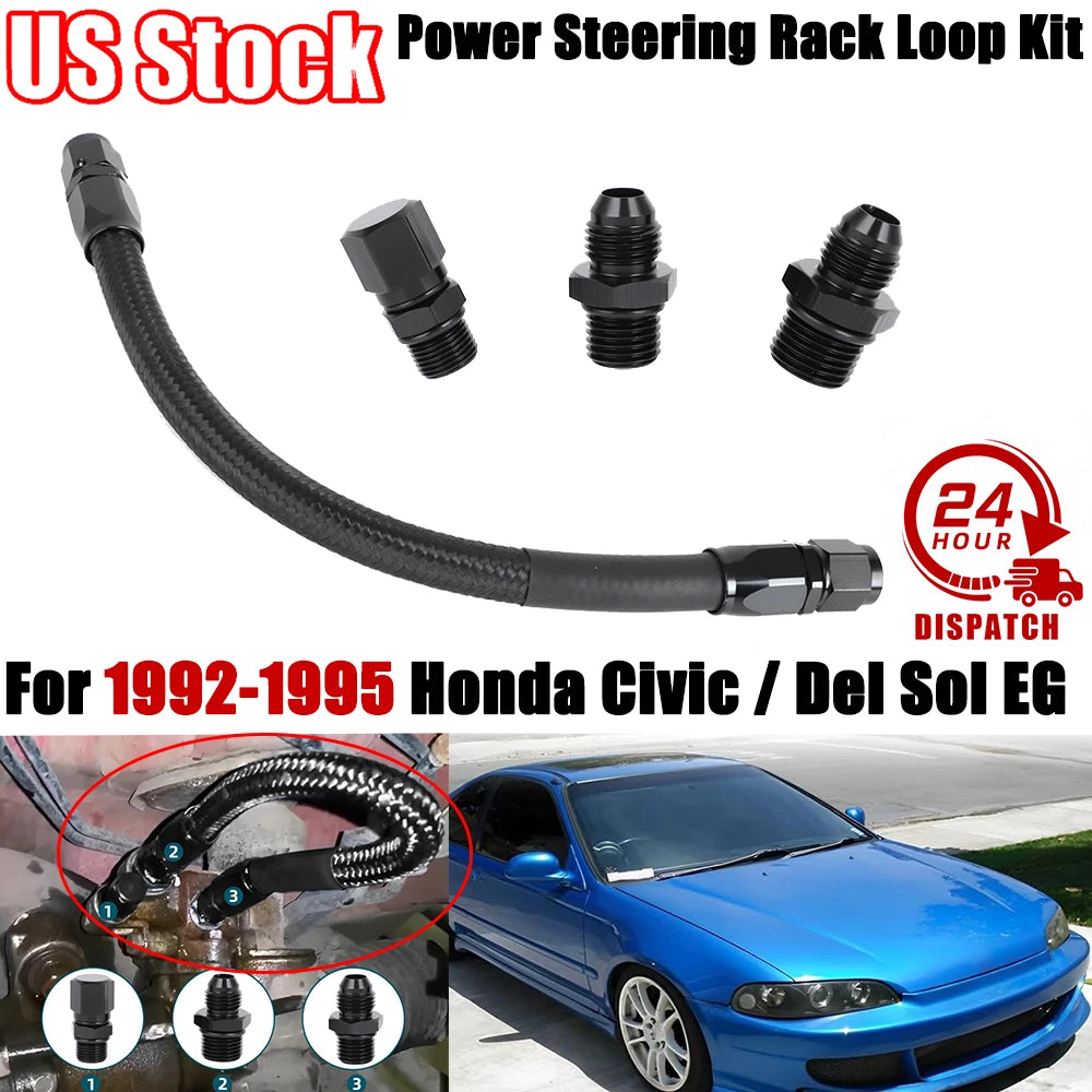 Power Steering Rack Loop Kit for Honda Civic Del Sol (1992–1995) 6AN Hose