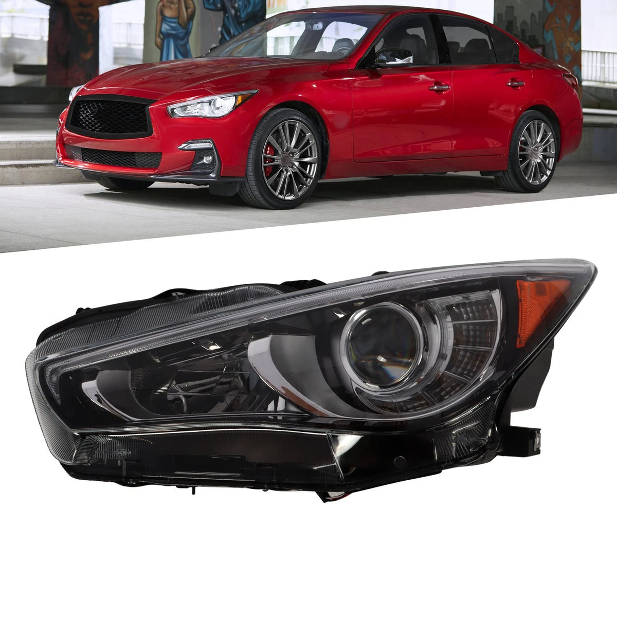 LED Headlight Assembly Left Driver Side for Infiniti Q50 (2014–2022) 260604HB0B, 260604HB0A