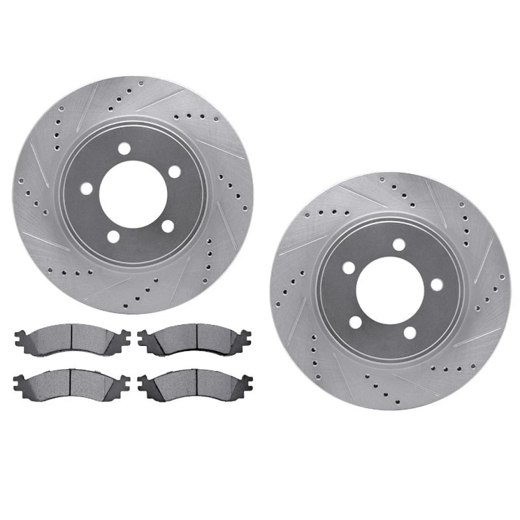 Set of 2 Drilled and Slotted Rotors for Ford Explorer (2006–2010) ALX-PAU-DF-7512-54184-CLA2