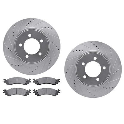 Set of 2 Drilled and Slotted Rotors for Ford Explorer (2006–2010) ALX-PAU-DF-7512-54184-CLA2