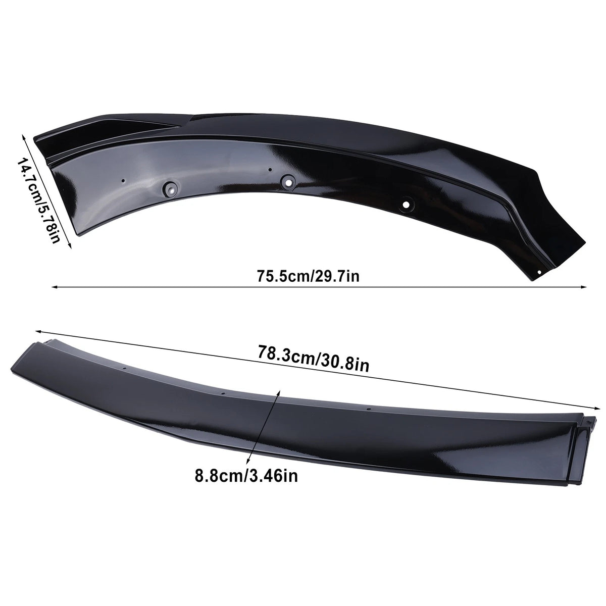 3X Front Bumper Lip Spoiler Splitter for Ford Mustang (2015–2017) Glossy Black