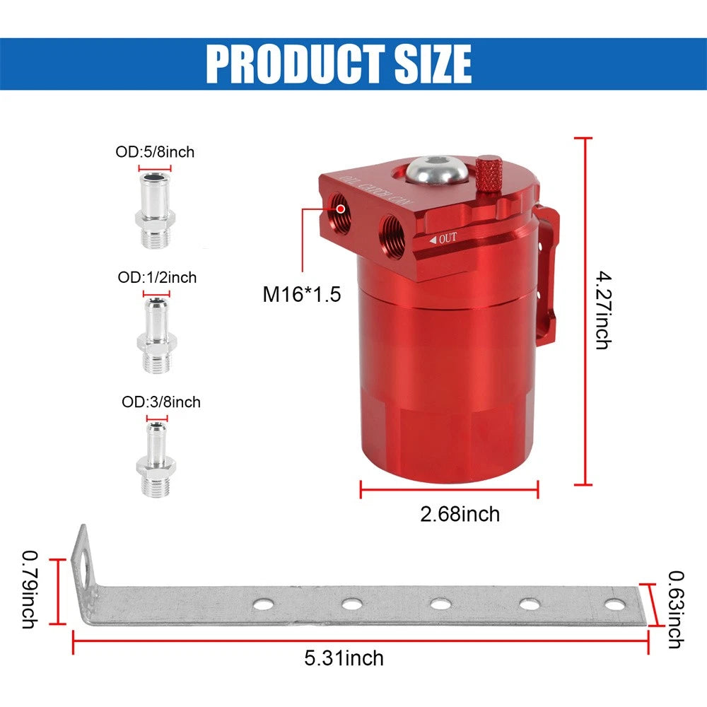 300ML Baffled Oil Catch Can Kit for Universal Applications (EV01516RD)