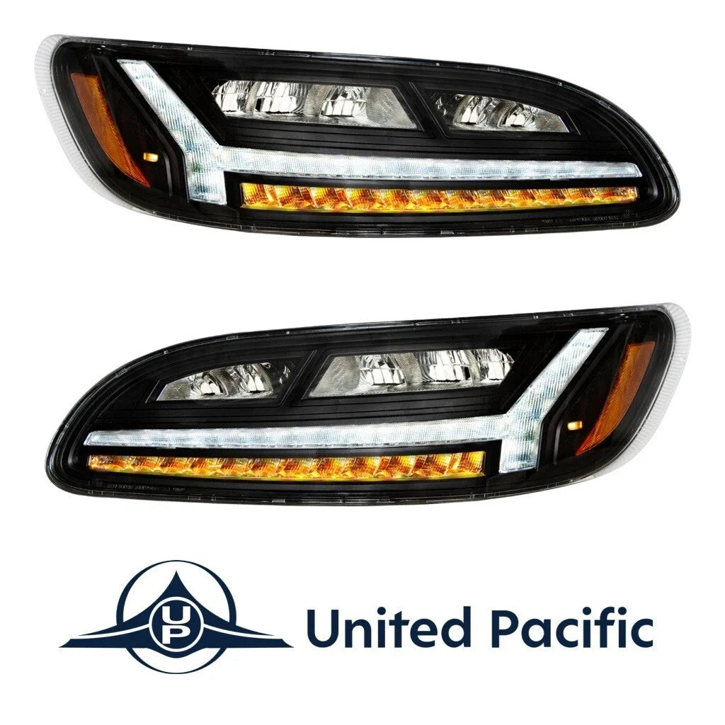 LED Headlights Kit with White Light Bar for Peterbilt 386 (2006–2016)