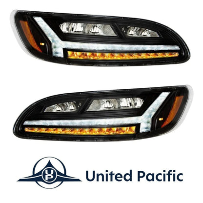 LED Headlights Kit with White Light Bar for Peterbilt 386 (2006–2016)