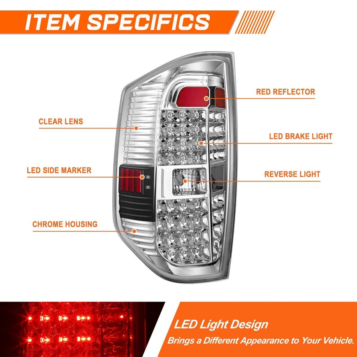 Pair Full LED Tail Lights for Tundra (2014–2021) - Chrome Housing