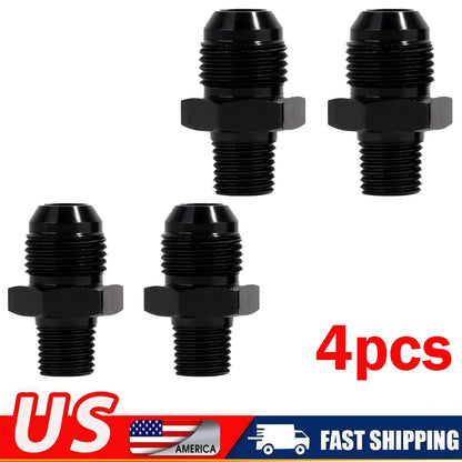 Set of 4 Black 10AN to 1/2 NPT Adapter Straight Pipe Thread Fittings