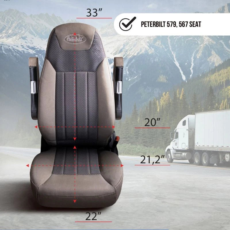Black Cloth Seat Cover for Peterbilt 579 567 (2015–2023)