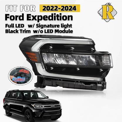 Full LED Headlight Right Side for Ford Expedition (2022–2024) - Black Trim