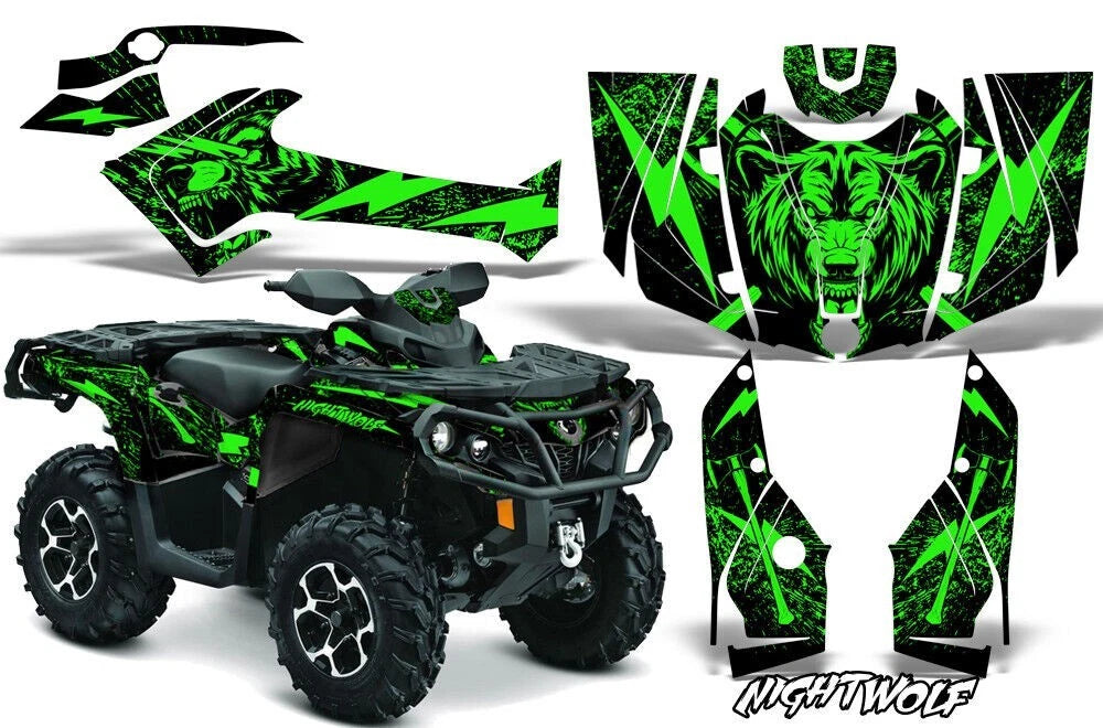 ATV Graphics Kit Decal for Can-Am Outlander 500/650/800/1000 (2013–2023) - CANAM-OUTLANDER-G2-NIGHTWOLF-GREEN