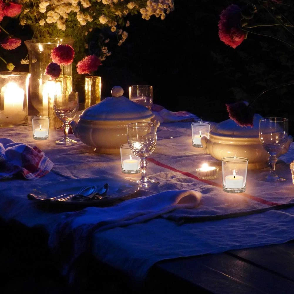 Set of 12 Glass Votive Candle Holders for Tealights