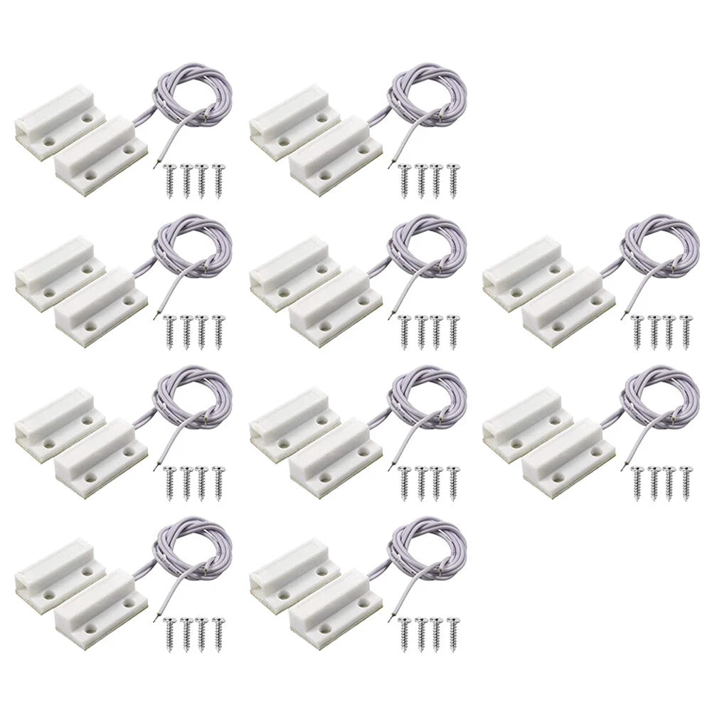 10 Pair MC-38 Surface Mount Wired NC Door Sensor Alarm Magnetic Reed Switch