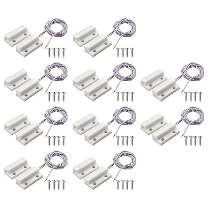10 Pair MC-38 Surface Mount Wired NC Door Sensor Alarm Magnetic Reed Switch