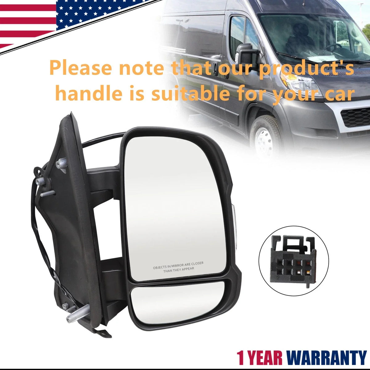 Right Mirror for RAM Promaster 1500 2500 3500 (2010–2024) Heated FO1321536
