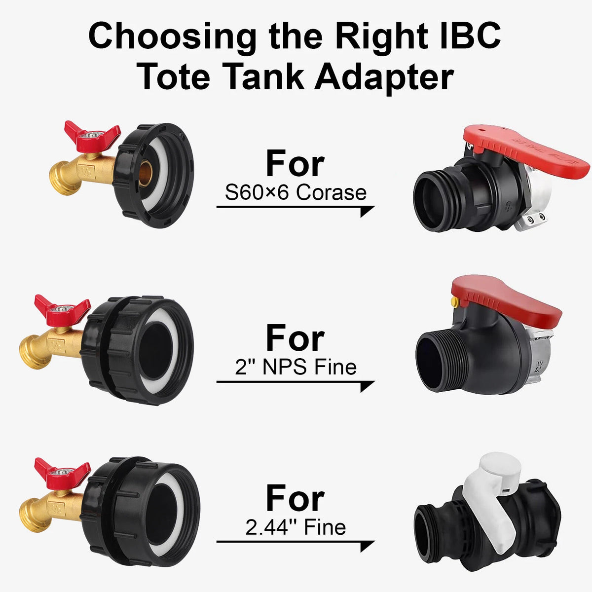 IBC Tote Tank Adapter for 275-330 Gallon Tanks - Coarse Thread Brass Valve