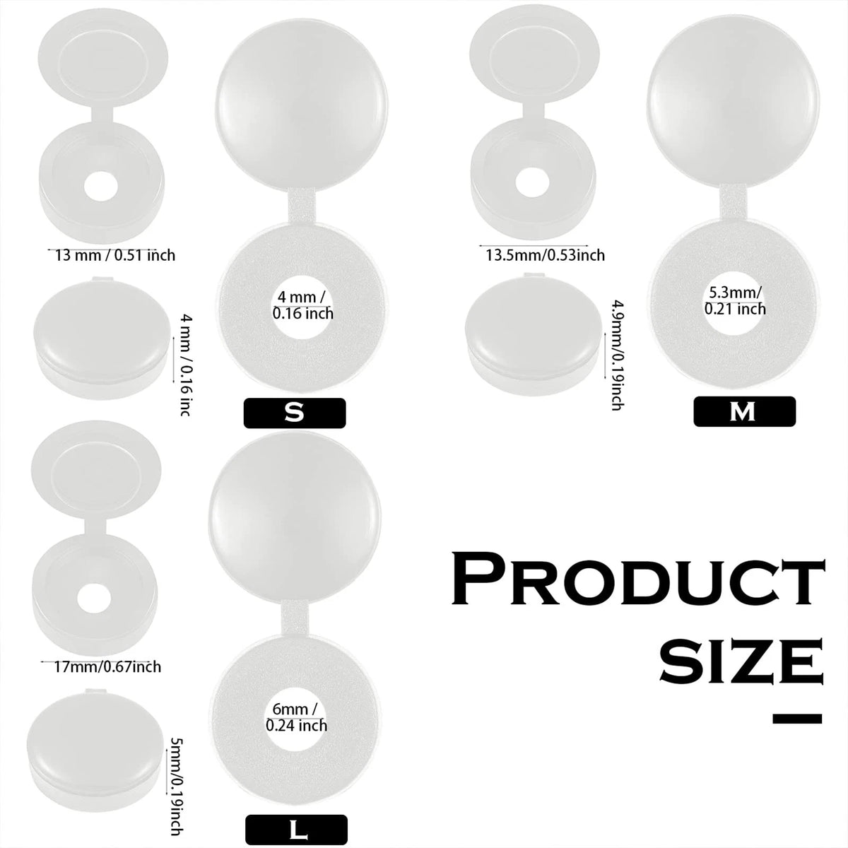 100 Pieces Hinged Screw Cover Caps for Shutters - White