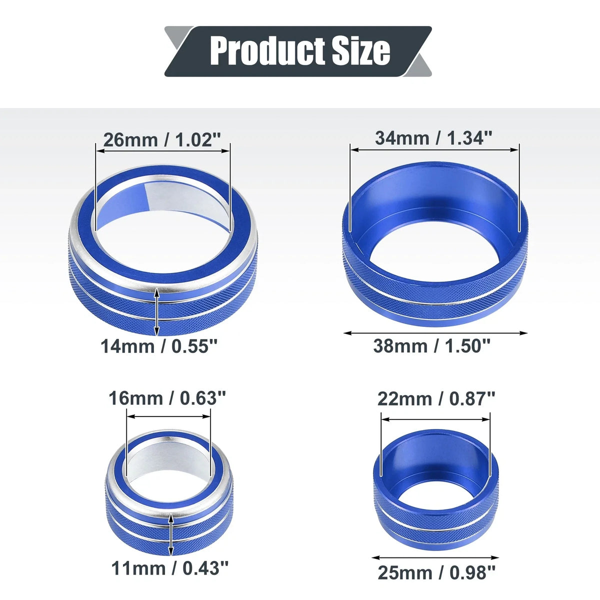 3pcs AC Knob Ring Cover for Honda CR-V (2017–2021) Blue