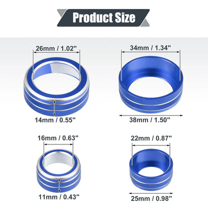 3pcs AC Knob Ring Cover for Honda CR-V (2017–2021) Blue