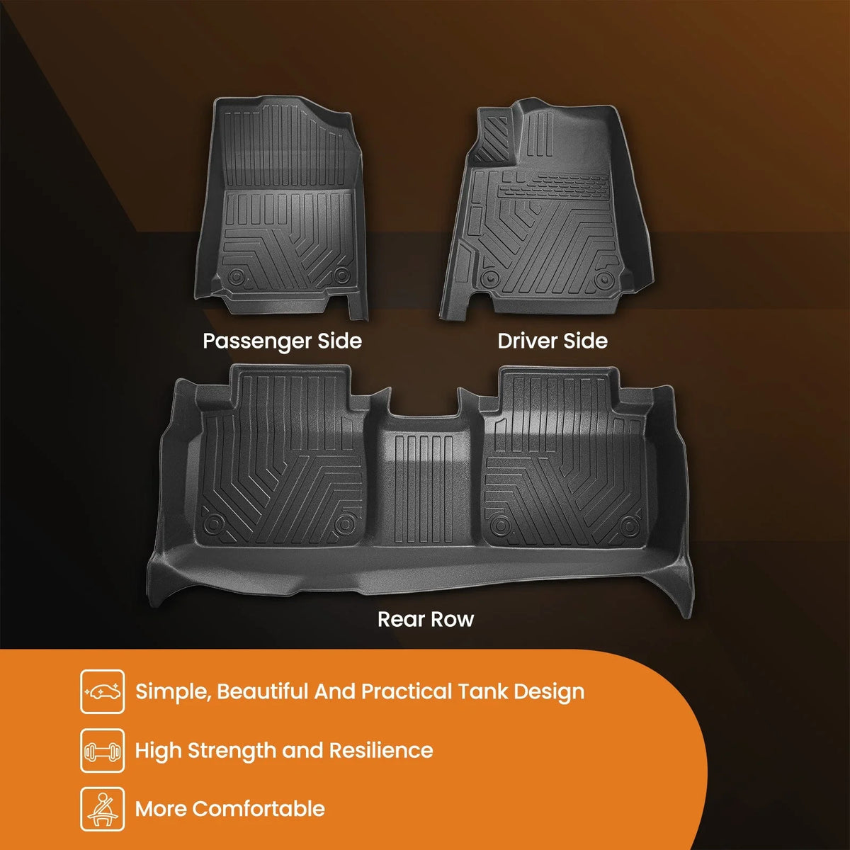 Floor Mats for Toyota Camry (2012–2017) TPE Rubber All Weather Waterproof