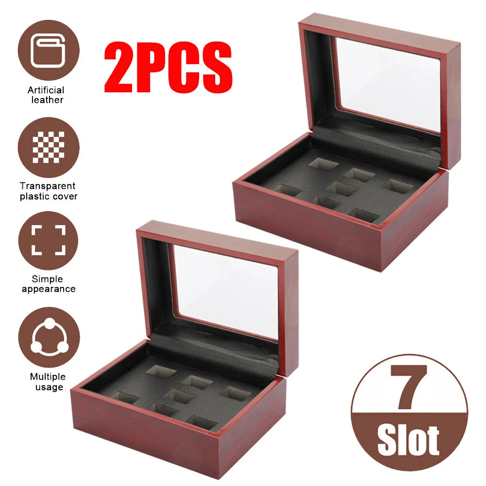 2X Wooden Display Case Box for Championship Rings