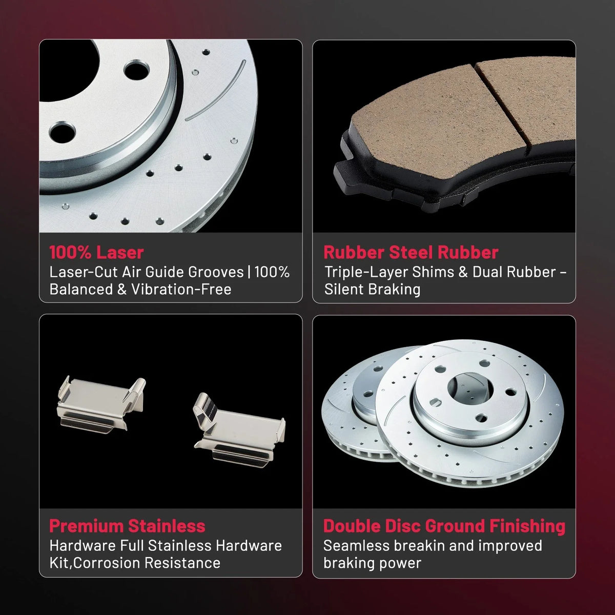 Front Rear Brake Rotors and Pads for Jeep Wrangler JK (2018–2018)