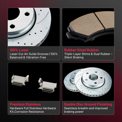 Front Rear Brake Rotors and Pads for Jeep Wrangler JK (2018–2018)