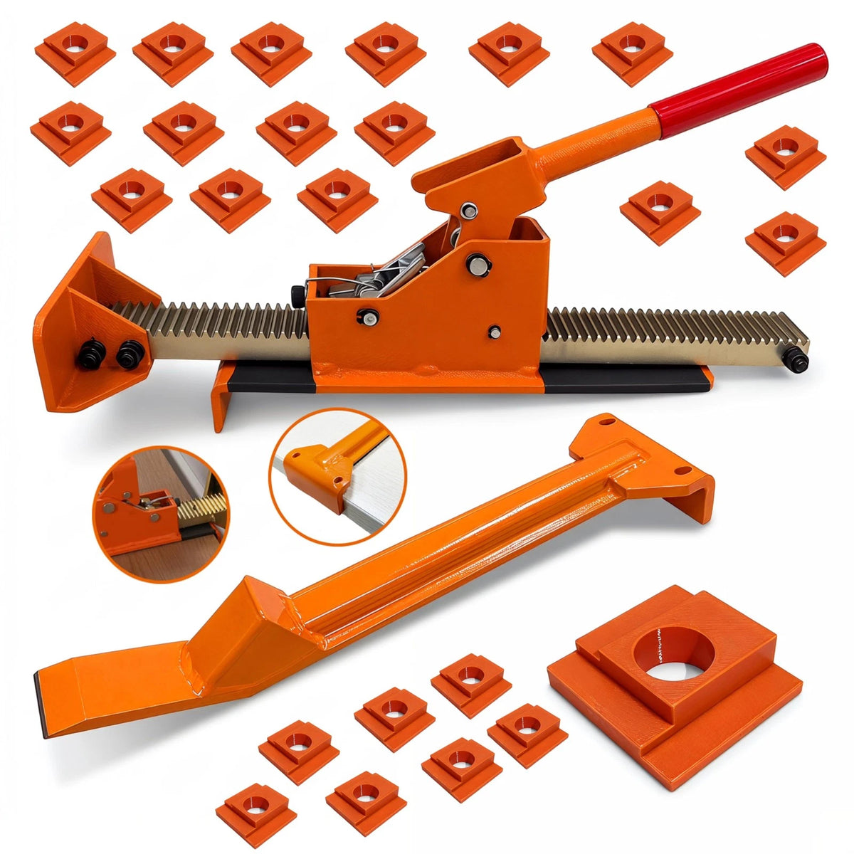 Hardwood Flooring Jack Positioning Tool Spacers Kit - Wear Resistant Carbon Steel