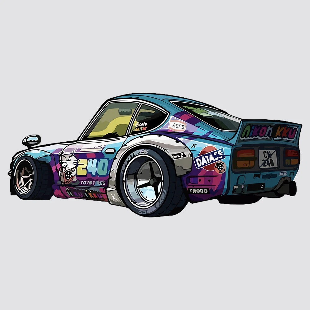 Colorful Racing Car Sticker for Luggage, Laptop, Refrigerator (Waterproof, Sunproof)