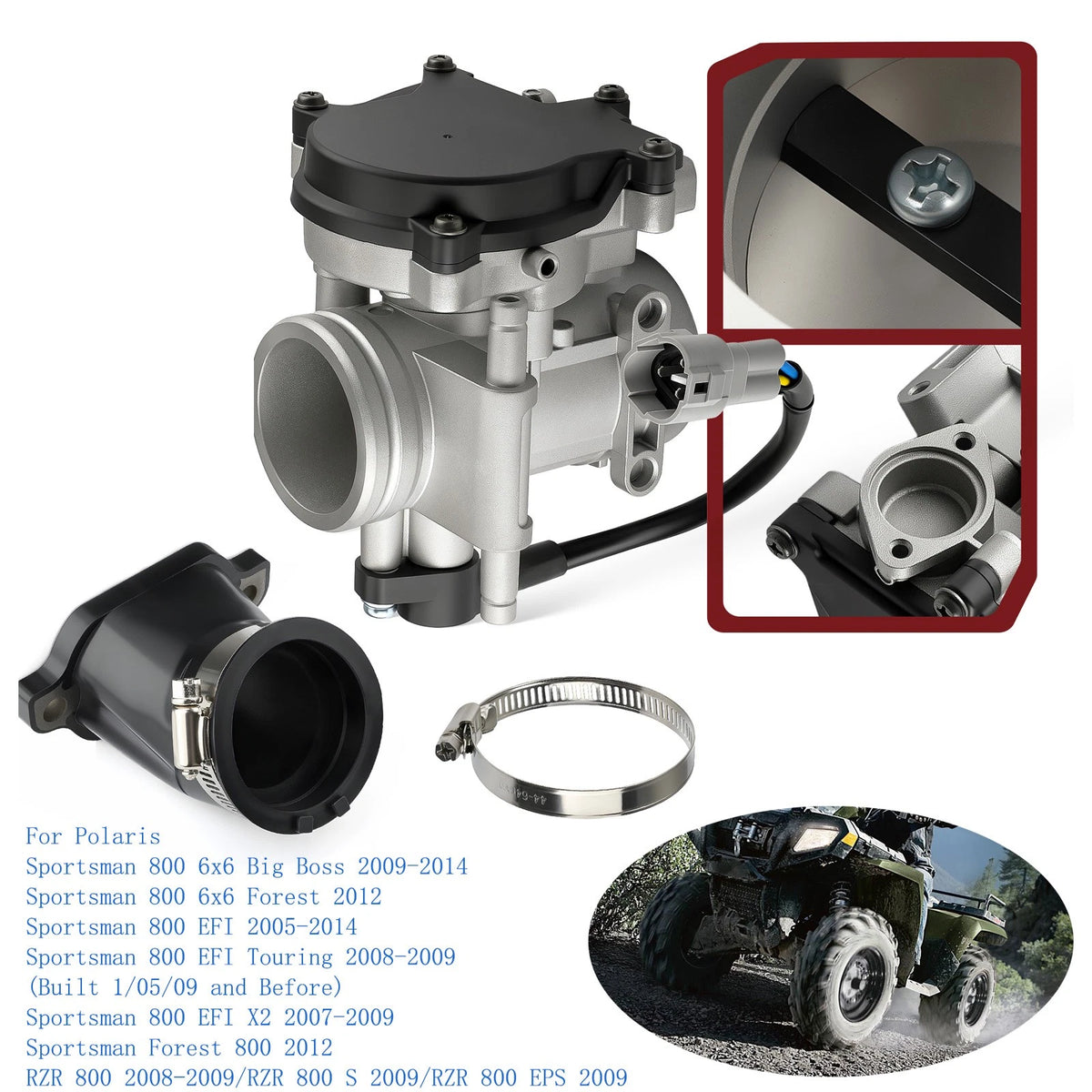 Throttle Body for Polaris RZR S 800, Sportsman 800 X2 EFI (2008–2014)