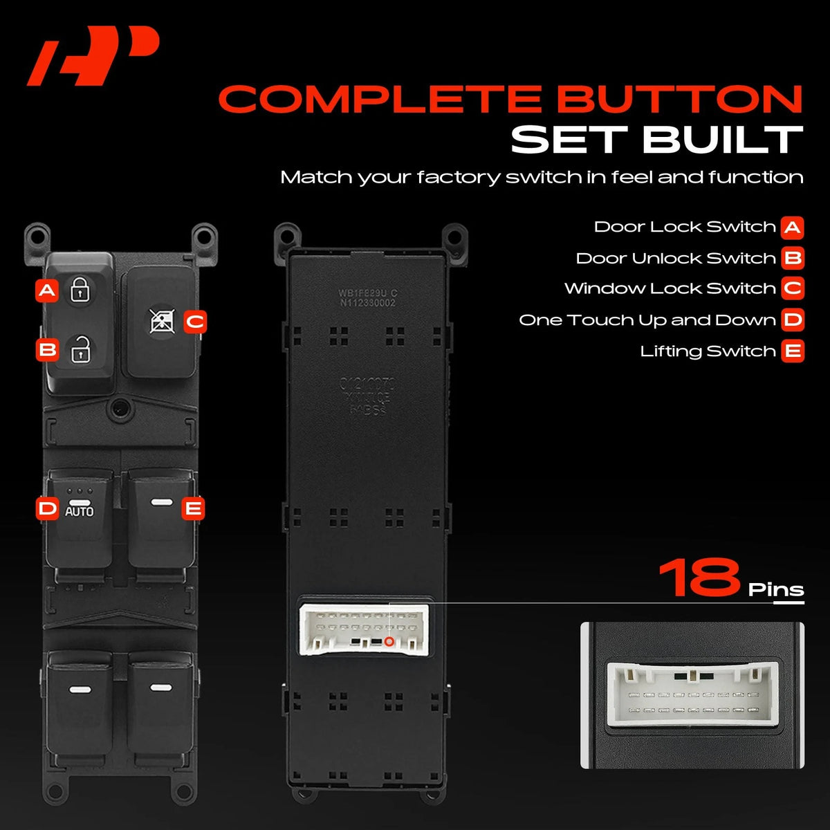 Front Left Power Window Switch for Kia Rio (2015–2017) 935701W157, 1S16399